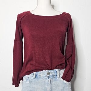 Kimchi Blue Balloon Sleeve Red Knit Top Sz XS